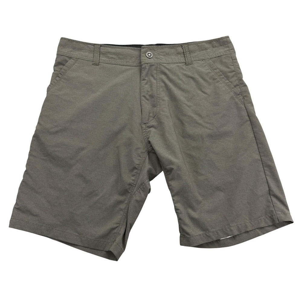 Kuhl Shorts Mens 36 Brown Chino Microfiber Drawstring Pockets 10 Inseam Hiking